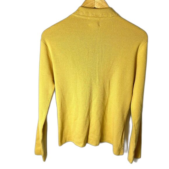 Vintage Susan Bristol Yellow Chenille Front Collared Cardigan Sweater Size M - Picture 10 of 13